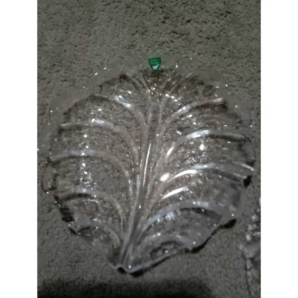 2 Vintage Orrefors Sweden 7.5 Eden Leaf Crystal Dishes , Never Used